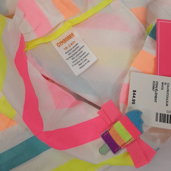 GYMBOREE'POPSICLE PARTY' EMBROIDERED POPSICLE CHEVRON STRIPE SUN DRESS & BLOOMER - Picture 14 of 16